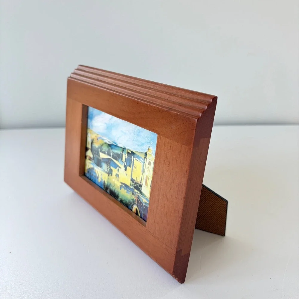Vintage HB Group Solid Wood Picture Frame Tiered Crown Molding Brown 5.5x7.5